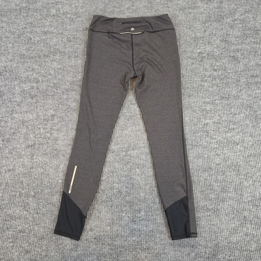 Kyodan Women's Size L Gray Heathered Running Leggings Mesh Trim Zipper Pocket